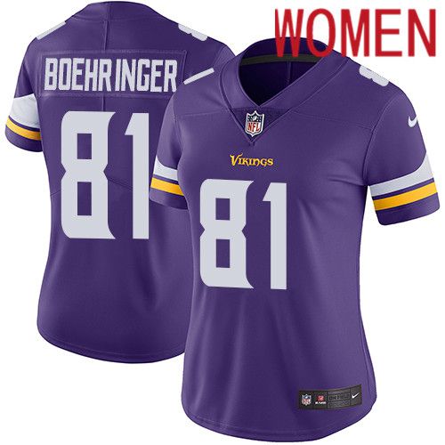 Women Minnesota Vikings #81 Moritz Boehringer Nike Purple Vapor Limited NFL Jersey->women nfl jersey->Women Jersey